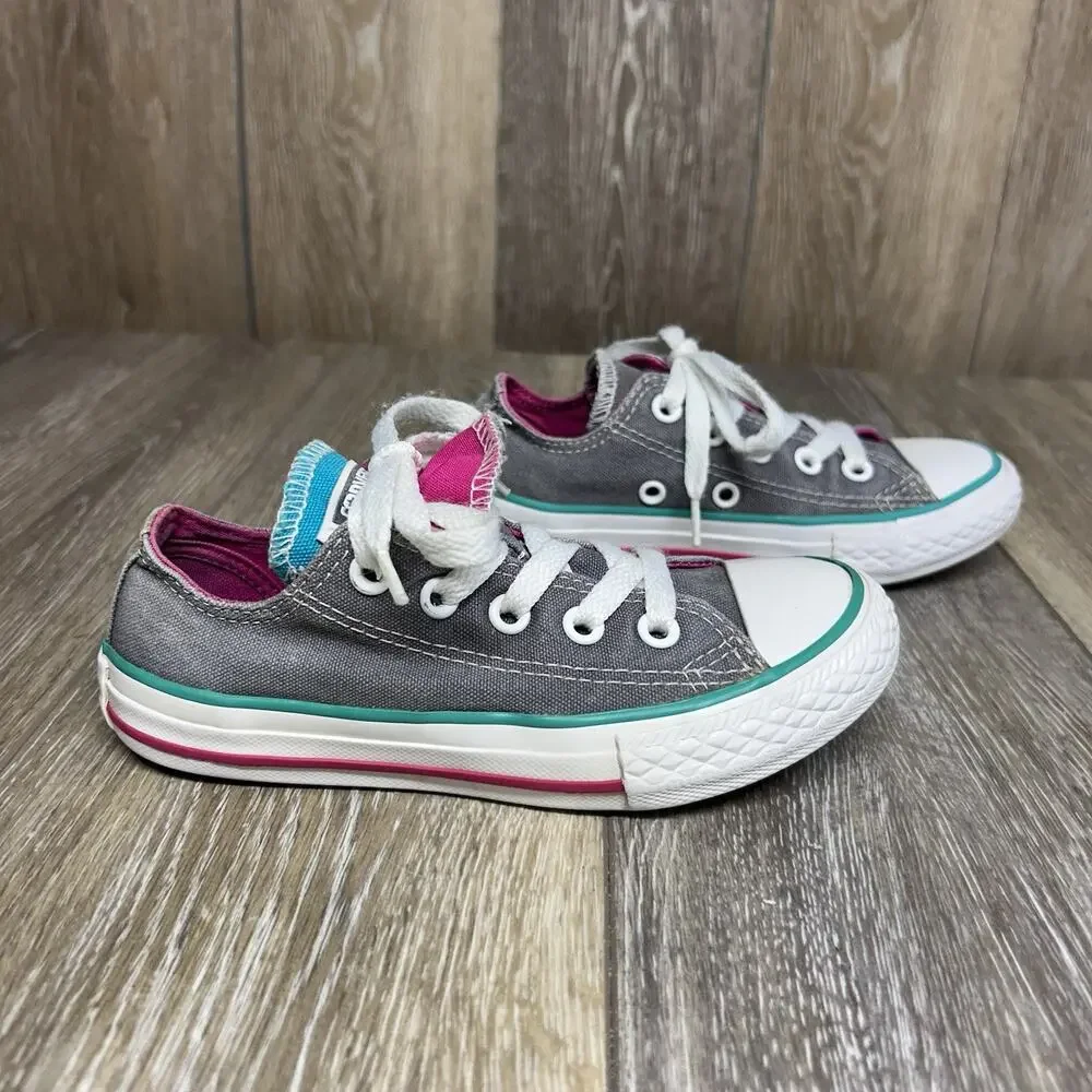 Converse Chuck Taylor All Star Double Tongue Juniors Youth US Size 11 Gray Pink